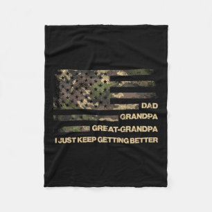 Grandpa Great Grandpa Camo Flag Fathers Grandparen Fleece Blanket