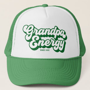 Grandpa Green Retro Energy Since Year Design Trucker Hat
