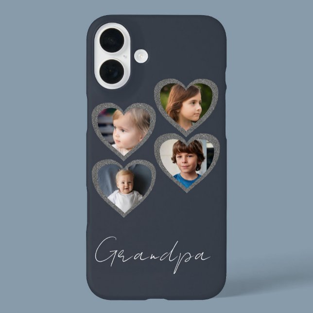 Grandpa Grey Hearts Grandchildren Photo Collage  Case-Mate iPhone Case (Creator Uploaded)