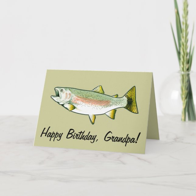 Grandpa Happy Birthday: Rainbow Trout Card (Front)