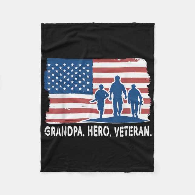 Grandpa Hero Veteran  Fleece Blanket (Front)