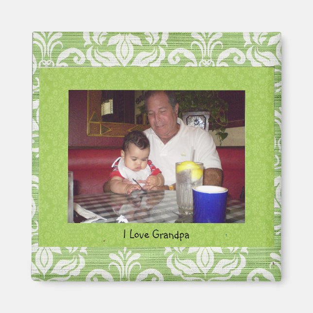 Grandpa: "I Love Grandpa" Photo Frame Magnet (Front)