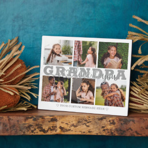 GRANDPA I Love You 6 Photo Collage Grey 8x10 Plaque