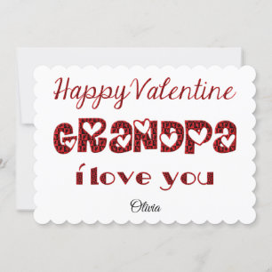 Grandpa I Love You Cute Cupid Typography Valentine Holiday Card