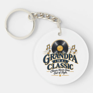 Grandpa Is a Classic Vintage Music Keychain