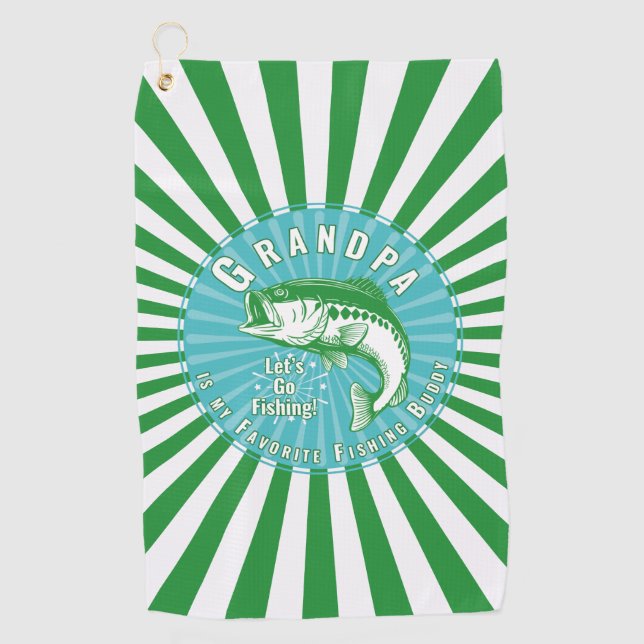 “Grandpa is my Fishing Buddy” Golf Towel (Front)