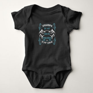 Grandpa is my name fishing is my game baby bodysuit