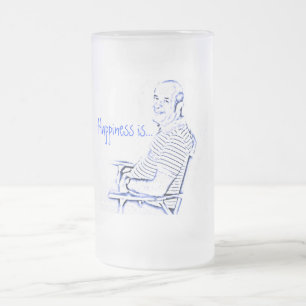 grandpa joe, Happiness is... Frosted Glass Beer Mug