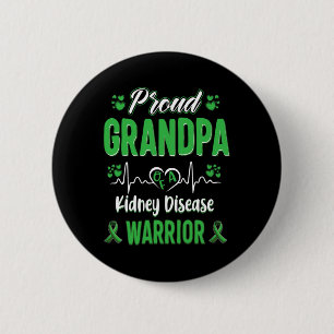 Grandpa Kidney Disease Warrior Awareness Ribbon Gr 6 Cm Round Badge