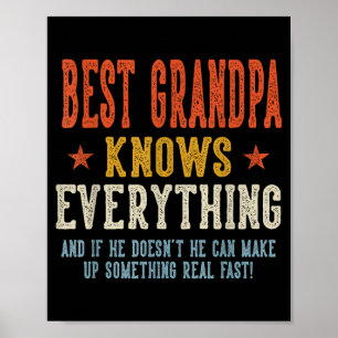Grandpa knows everything father's day retro poster