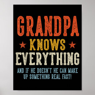 Grandpa knows everything father's day retro poster