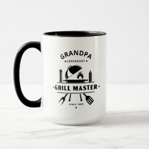Grandpa   Legendary Grill Master Black & White Mug