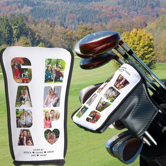 GRANDPA Letter Cutout Photo Collage Golf Head Cover (Creator Uploaded)