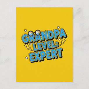 grandpa level expert (cartoon style) postcard