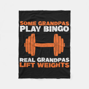 Grandpa Lift Weights Bodybuilding Grandfather Weig Fleece Blanket
