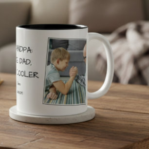 Grandpa Like Dad But Cooler Photo Name Two-Tone Coffee Mug