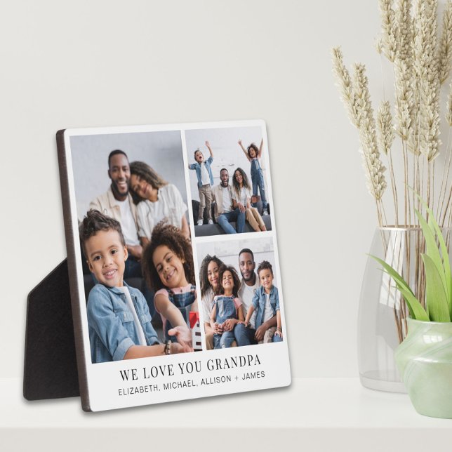 Grandpa Love You 3 Photo Collage Plaque (Creator Uploaded)