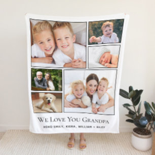 Grandpa Love You Personalised Photo Sherpa Blanket