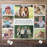 Grandpa Love You Photo Collage Personalized Jigsaw Puzzle<br><div class="desc">Give the world's best grandpa a fun custom photo collage jigsaw puzzle that he will treasure and enjoy. You can personalize with eight family photos of grandchildren, children, other family members, pets, etc., customize the expression to "I Love You" or "We Love You, " and whether he is called "Grandpa,...</div>