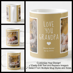 Grandpa Love You Photos Modern Mustard C86 White Coffee Mug