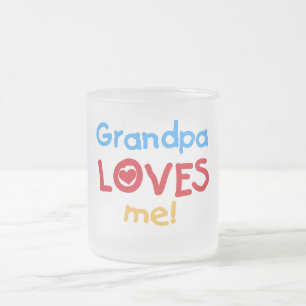 Grandpa Loves Me Tshirts and Gifts Frosted Glass Coffee Mug