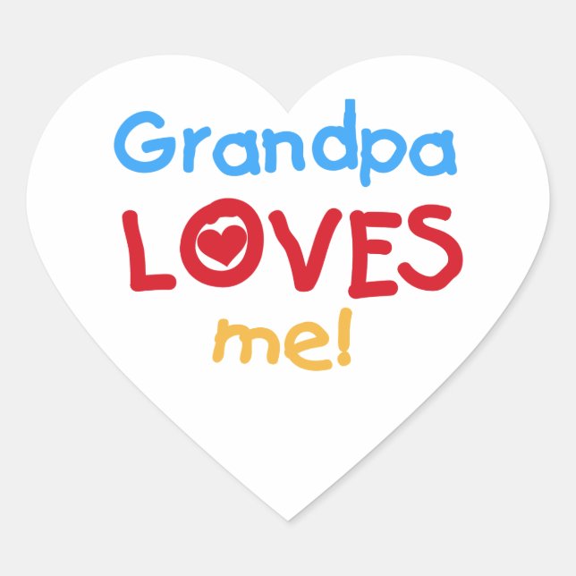 Grandpa Loves Me Tshirts and Gifts Heart Sticker (Front)