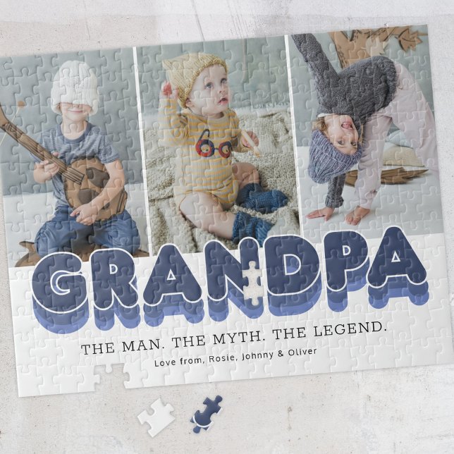 Grandpa Man Myth Legend 3 Photo Jigsaw Puzzle (Creator Uploaded)