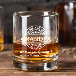 Grandpa Man Myth Legend Father's Day Whiskey Glass