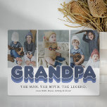 Grandpa Man Myth Legend Photo Plaque<br><div class="desc">Cute grandfather photo plaque featuring 3 family pictures for you to replace with your own,  the title "grandpa",  a personalised saying that reads "the man,  the myth,  the legend",  and the grandkids names.</div>