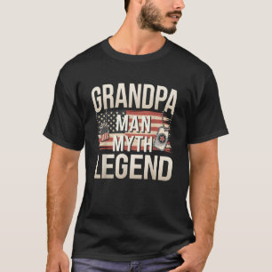 Grandpa Man Myth Legend Veteran USA Flag T-Shirt