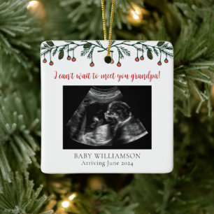 Grandpa Merry Christmas Ultrasound Photo Ceramic Ornament