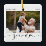 Grandpa Modern Christmas Keepsake  Ceramic Ornament<br><div class="desc">Introducing the perfect Christmas ornament for grandfathers! This customisable ornament features a minimalist modern design that will look great on any Christmas tree. It also comes with handwritten calligraphy to add a personal touch to your gift. This ornament is a great way to show your grandfather how much you care...</div>