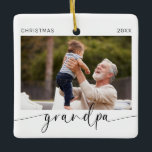 Grandpa Modern Christmas Keepsake  Ceramic Ornament<br><div class="desc">Introducing the perfect Christmas ornament for grandfathers! This customisable ornament features a minimalist modern design that will look great on any Christmas tree. It also comes with handwritten calligraphy to add a personal touch to your gift. This ornament is a great way to show your grandfather how much you care...</div>