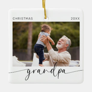 Grandpa Modern Christmas Keepsake Ceramic Ornament