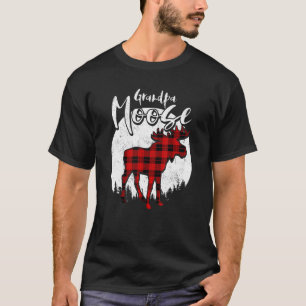 Grandpa Moose Red Plaid Buffalo Matching Family Pa T-Shirt