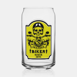 Grandpa Motorbike Rider Can Glass