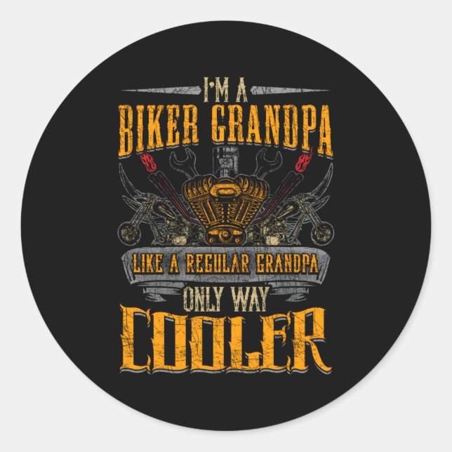 Grandpa Motorcycle Biker Er Papa Classic Round Sticker (Front)