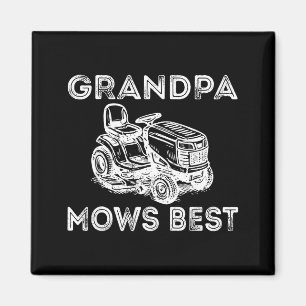 Grandpa Mows Funny Lawn Mower Father's Day Papa  Magnet