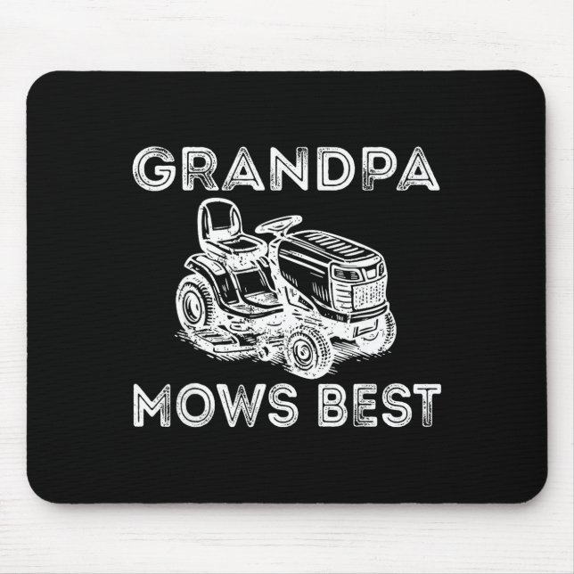 Grandpa Mows Funny Lawn Mower Father's Day Papa  Mouse Mat (Front)