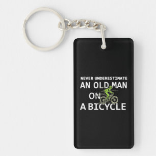 Grandpa Never Underestimate Old Man Bicycle Bike Key Ring