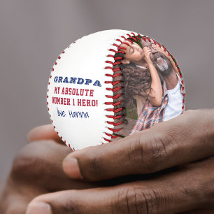 Grandpa Number 1 Hero Personalised 2 Photo Baseball
