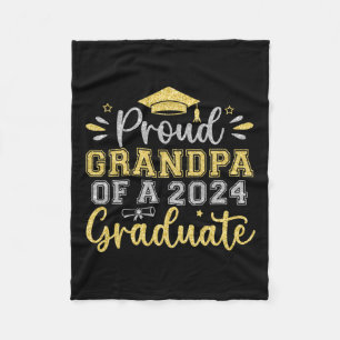 Grandpa Of A 2024 Graduate Senior Graduation Men 1 Fleece Blanket