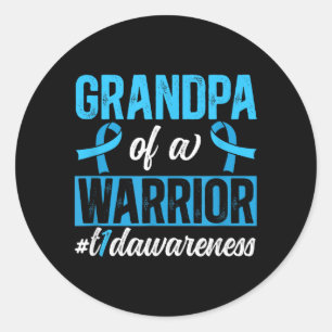 Grandpa Of A T1d Diabetes Warrior Type 1 Diabetes Classic Round Sticker