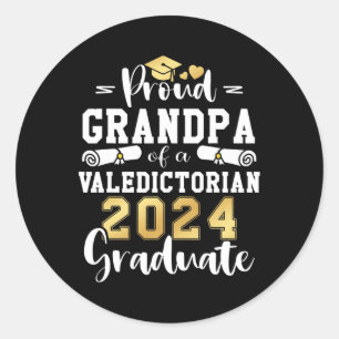 Grandpa Of A Valedictorian Cl 2024 Graduation  Classic Round Sticker
