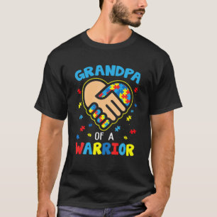 Grandpa Of A Warrior Autism Awareness Month Puzzle T-Shirt