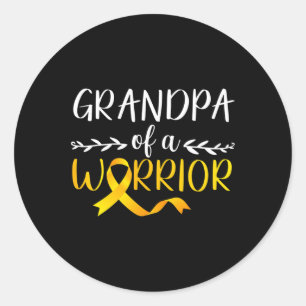 Grandpa Of A Warrior Childhood Cancer Awareness Su Classic Round Sticker