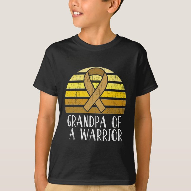 Grandpa Of A Warrior Childhood Cancer Awareness  T-Shirt (Front)