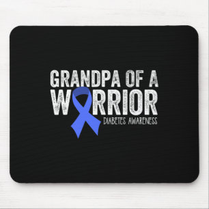 Grandpa of a Warrior T1D Diabetic Blue Ribbon Supp Mouse Mat