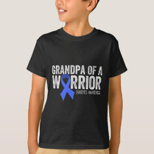 Grandpa Of A Warrior T1d Diabetic Blue Ribbon Supp T-Shirt