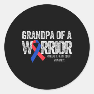 Grandpa Of A Warrior T Shirt Chd Congenital Heart Classic Round Sticker